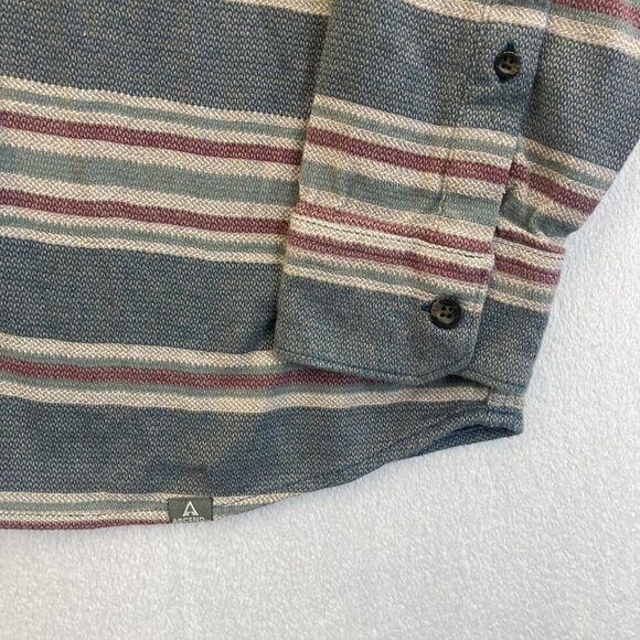Ascend Mens Flannel Long Sleeve Button Up Shirt Medium M Pocket Textured Stripes - Picture 6 of 11